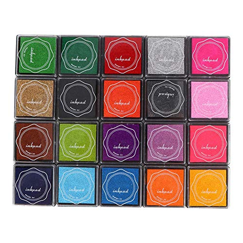 Nikou Almohadilla de Tinta - 20 Colores DIY Lindo Colorido Almohadilla de Tinta Sello Almohadilla de Tinta para Sello de Goma decoración del Libro de Recuerdos Tinta Almohadilla Tinta para Sellos