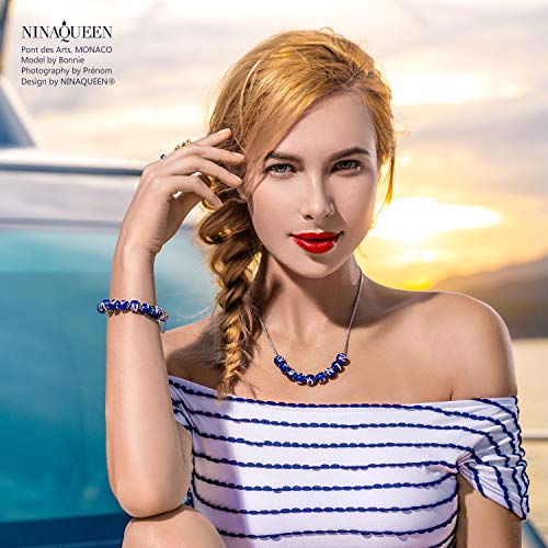 NINAQUEEN Charm para Pandora Charms Originales Plata 925 Letra B Azul Colgantes Regalos Mujer Zirconia Esmalte Abalorios Compatible con Pulsera Pandora & Europeo, con Caja de Regalo