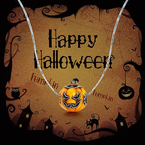NINAQUEEN Encanto Encaja con Pandora Halloween Jack O Lantern Regalos Mujer Originales Plata de Ley 925 Esmalte Abalorios para Niñas Madre Hija Esposa de Cumpleaños