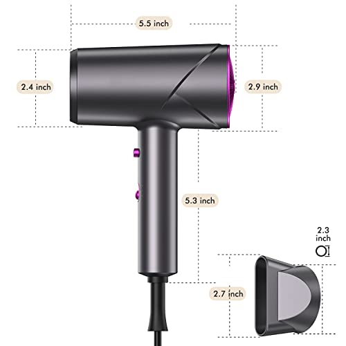 Niodora Secador Pelo Profesional, Secador de Pelo Ionico 1800W , 2 Velocidades y 3 Temperaturas, Secador para el Cabello con Concentradores, Perfecto para Viaje