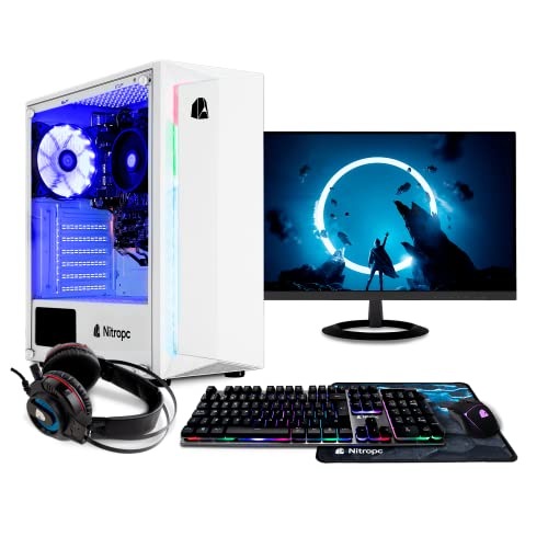 NitroPC - Pack Gaming Bronze | PC Gaming (AMD 3000G 2/4 3.5GHz, gráfica RX Vega 3, RAM 16GB, M.2 512GB + HDD 1TB + WiFi, W10 Pro + Act. Windows 11 | Monitor 24", Teclado, ratón, Cascos) PC Gamer