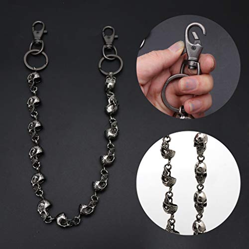 niumanery Gothic Jeans Skull Head Chain Punk Skeleton Pants Trousers Biker Wallet Chain