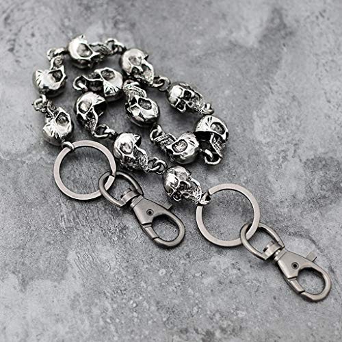 niumanery Gothic Jeans Skull Head Chain Punk Skeleton Pants Trousers Biker Wallet Chain