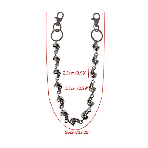 niumanery Gothic Jeans Skull Head Chain Punk Skeleton Pants Trousers Biker Wallet Chain