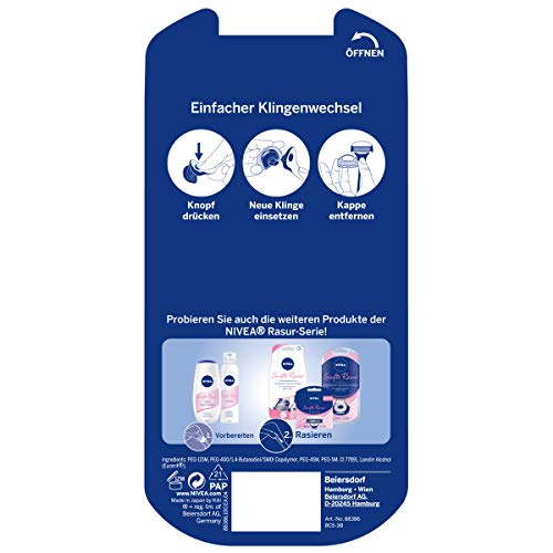 Nivea afeitadora, 1 mano pieza Plus 2 cuchillas intercambiables, afeitado (2 unidades, 3 G)