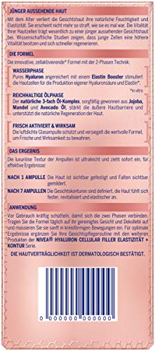 NIVEA Cellular Elasticidad + contorno de 2 fases Ampollas Kur (7 x 1,2 ml), tratamiento facial con ácido hialurónico y elastina, cuidado facial mitiga las arrugas visiblemente