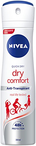 NIVEA Desodorante Dry Comfort en spray en paquete de 6 unidades (6 x 150 ml), antitranspirante con suave aroma femenino, desodorante con protección 48 h.