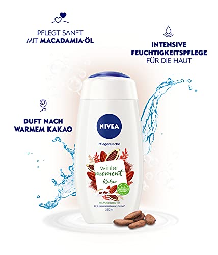 NIVEA Gel de ducha Winter Moment de cacao (250 ml), gel de ducha invernal con el cálido aroma de cacao, ducha de crema con aceite de macadamia.
