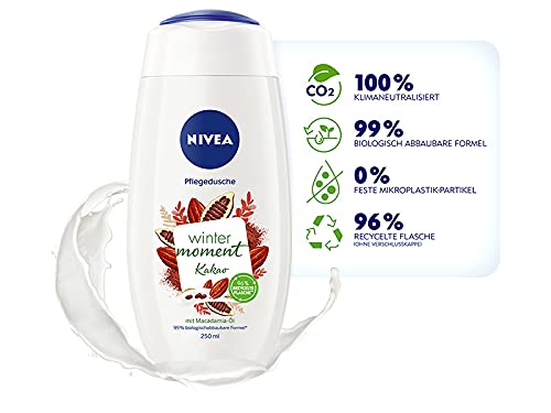 NIVEA Gel de ducha Winter Moment de cacao (250 ml), gel de ducha invernal con el cálido aroma de cacao, ducha de crema con aceite de macadamia.