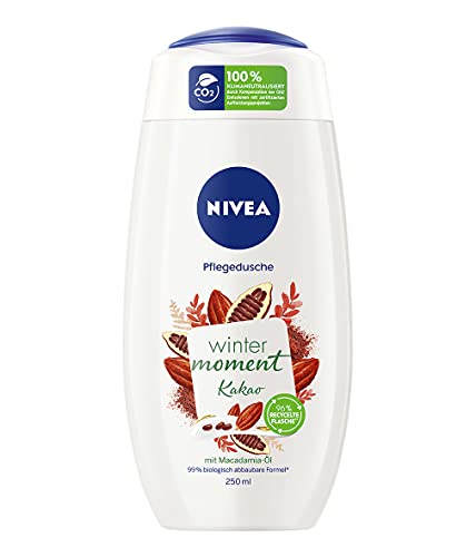 NIVEA Gel de ducha Winter Moment de cacao (250 ml), gel de ducha invernal con el cálido aroma de cacao, ducha de crema con aceite de macadamia.