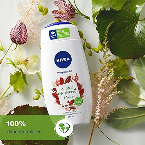 NIVEA Gel de ducha Winter Moment de cacao (250 ml), gel de ducha invernal con el cálido aroma de cacao, ducha de crema con aceite de macadamia.