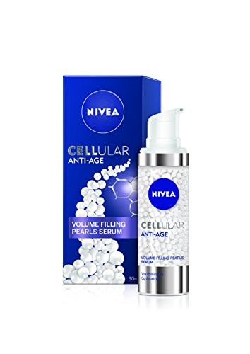 NIVEA Hyaluron Cellular Filler + Volumen y Contorno Serum Pearls (1 x 30 ml), sérum facial antiarrugas, sérum antiedad para mejorar el volumen, sérum de ácido hialurónico