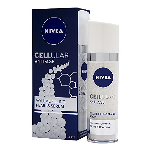 NIVEA Hyaluron Cellular Filler + Volumen y Contorno Serum Pearls (1 x 30 ml), sérum facial antiarrugas, sérum antiedad para mejorar el volumen, sérum de ácido hialurónico