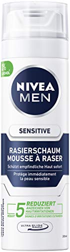 NIVEA MEN Espuma de afeitar Sensitive en paquete de 6 unidades (6 x 200 ml), espuma de afeitar para un afeitado suave y suave, espuma de afeitar para hombre