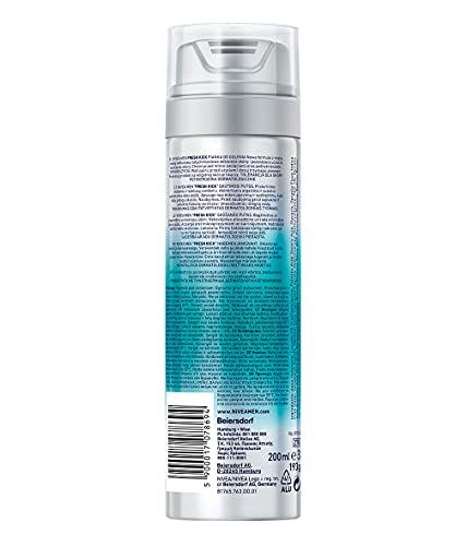 NIVEA MEN Fresh Kick - Espuma de afeitar (200 ml), espuma de afeitar refrescante, espuma de afeitar para hombres con infusión de menta y agua de cactus, espuma de afeitar para hombre