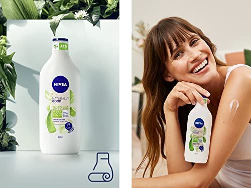 NIVEA Pack Naturally Good con loción corporal (1 x 350 ml), agua micelar (1 x 400 ml), crema de día (1 x 50 ml), bálsamo labial (1 x 4,8 g) y limpiador facial (1 x 75 g)