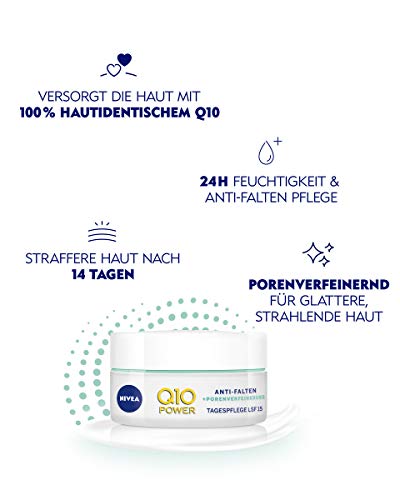 Nivea Q10 Power anti-arrugas + la racionalización porenverfeinernde Día Cuidado Para rejuvenecedora, crema de día con LSF 15, 50 ml