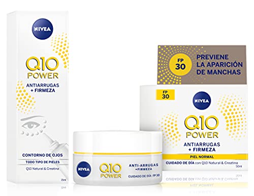NIVEA Q10 Power Antiarrugas Cuidado de Día Triple Defensa FP30 + Crema Contorno de Ojos - 15 ml
