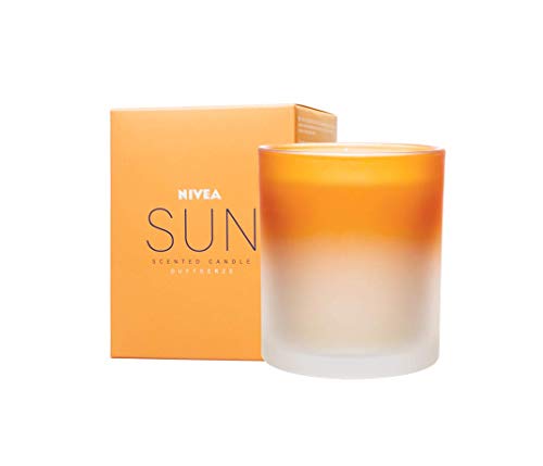 Nivea Sun Original Vela aromática, Bonita Vela perfumada con el Conocido Aroma a Crema Solar Sun, Vela con una Delicada Fragancia en Vaso de Vidrio opalino, 260 g