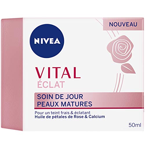 Nivea Vital - Crema hidratante para el cuidado de día para pieles maduras (1 x 50 ml), con aceite de pétalos de rosa y calcio, cuidado facial para mujer, antiedad y antiarrugas
