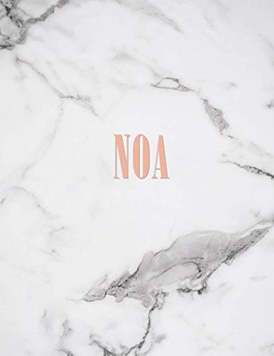 Noa: Marble Gold Monogram Initial Name Noa with Marble and Pink Floral Notebook Journal for Women, Girls and School Wide Ruled Composition Notebook, 8.5x11