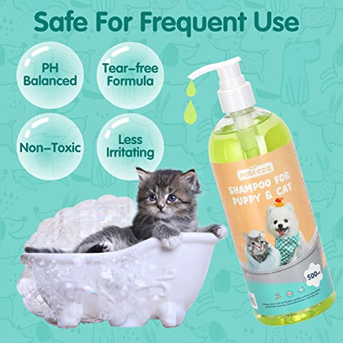 Nobleza Champú de Agua Muy Suave Para Perros y Gatos Especial para Cachorros y Gatito,Champú Perros Piel Sensible Con Fragancia de Coco Natural,Sin picaduras y sin alcohol,silicona,sls,paraben (500ml)