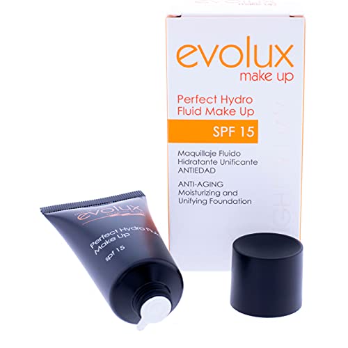 Noche y Día Evolux By Night and Day Perfect Hidro Fluid Make Up SPF 15 35 ml. Maquillaje Fluido Hidratante Unificador, Pack de 1