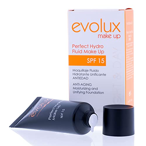 Noche y Día Evolux By Night and Day Perfect Hidro Fluid Make Up SPF 15 35 ml. Maquillaje Fluido Hidratante Unificador, Pack de 1