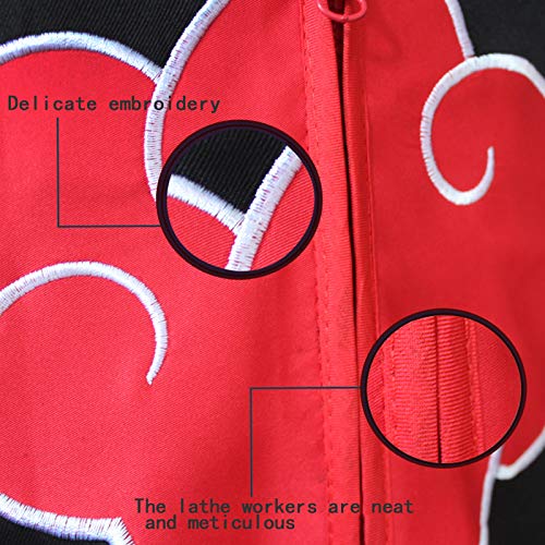 Noe 4 Piezas Set Disfraz de Itachi Uchiha (Akatsuki) Cosplay Capa Larga de Akatsuki Diadema de Leaf Village Anillo de Akatsuki y Collar (XL)