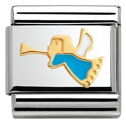 Nomination Mujer de Charm Composable Navidad Ángel con Trompeta 18 K de Oro Acero Inoxidable teilvergoldet – 030225/22