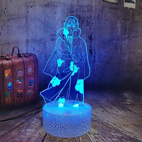 Novela Ninja Sasuke Modelado Creativo Lámpara de mesa pequeña Lámpara decorativa creativa Acrílico Luz nocturna multicolor Lámpara LED Lámpara de mesa multicolor Base agrietada