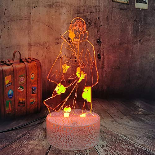 Novela Ninja Sasuke Modelado Creativo Lámpara de mesa pequeña Lámpara decorativa creativa Acrílico Luz nocturna multicolor Lámpara LED Lámpara de mesa multicolor Base agrietada
