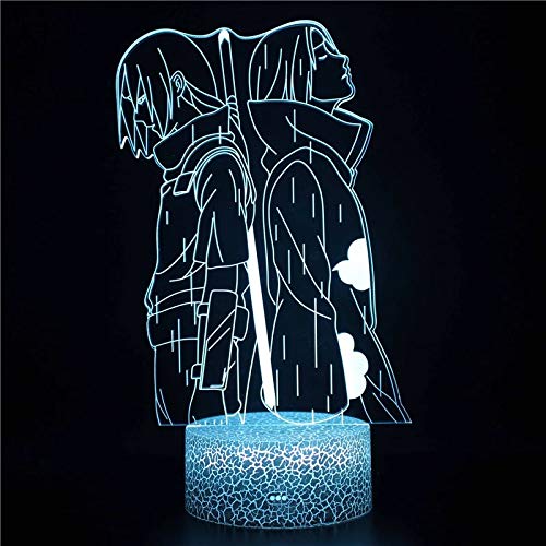 Novela Sasuke Sasuke luz nocturna 3D base agrietada luz de visión luz LED multicolor acrílico multicolor luz nocturna decoración creativa lámpara de mesa pequeña