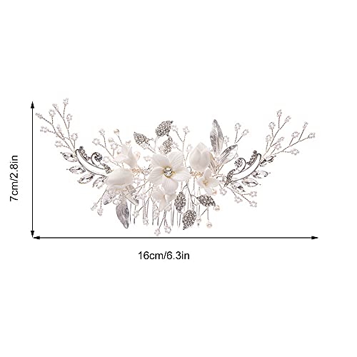 Novias Accesorios, Accesorios para el Cabello, Tocado de Decoración de Boda, Diamantes de Imitación para Novia Accesorios, Diadema Novia Boda, Adornos para el Pelo, para Mujeres y Niñas, Silver