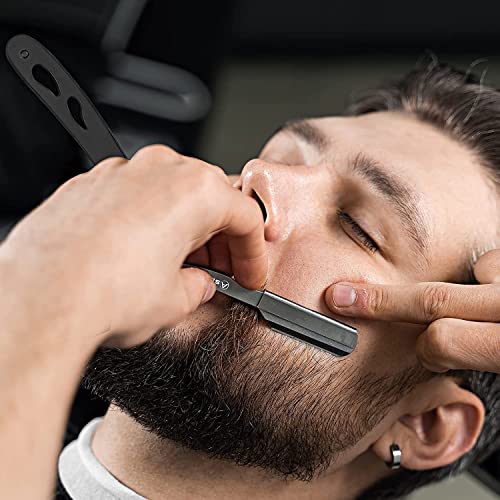NR_Hermano_Español Navaja de Afeitar Barbero Barbero y Estuche de Almacenamiento Clásica Navaja Peluqueria Profesional con cinco hojas derby de un solo filo