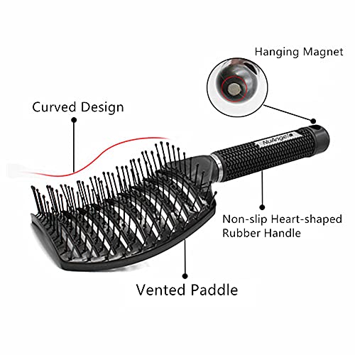 NuAngela Cepillo de cerdas de jabalí,Barber Tools Cepillo de Pelo Comodo y Durable Peine de Pelo Masaje,para Cabello Largo, Fino, Grueso y Rizado, Reducir el Encrespamiento y la Rotura