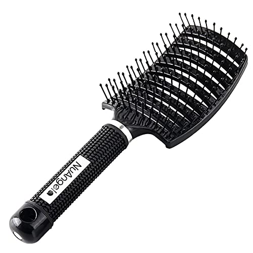 NuAngela Cepillo de cerdas de jabalí,Barber Tools Cepillo de Pelo Comodo y Durable Peine de Pelo Masaje,para Cabello Largo, Fino, Grueso y Rizado, Reducir el Encrespamiento y la Rotura