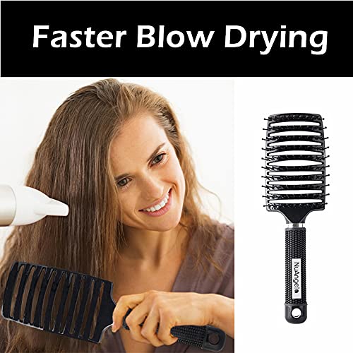 NuAngela Cepillo de cerdas de jabalí,Barber Tools Cepillo de Pelo Comodo y Durable Peine de Pelo Masaje,para Cabello Largo, Fino, Grueso y Rizado, Reducir el Encrespamiento y la Rotura