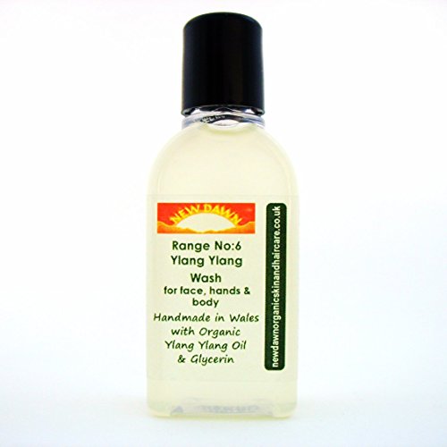 Nuevo Amanecer Natural & Organic Ylang Ylang cara, mano y Body Wash – 83% Orgánico | Vegan – gama nº 6 – Gel de ducha/líquido jabón – tamaños 25 ml/100ml/250 ml/1 L