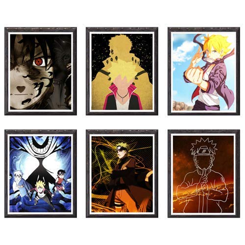 Nuevo Ninja Sasuke colorido anime lienzo impreso, 8 x 10 pulgadas, juego de 6, sin marco