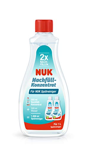 NUK Líquido de limpieza concentrado para lavavajillas, 500 ml, ideal para la limpieza de biberones, tetinas y accesorios, sin perfume, pH neutro, botella de material 100% reciclado