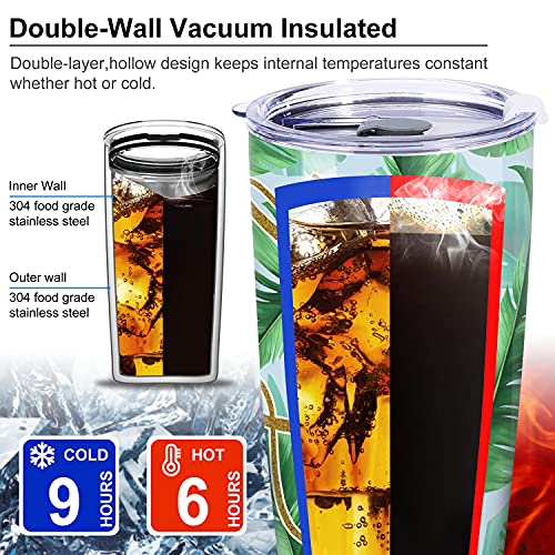 NymphFable 20oz Hojas de Banana Taza Termo Cafe Para Llevar Taza Termica Acero Inoxidable Taza Personalizada