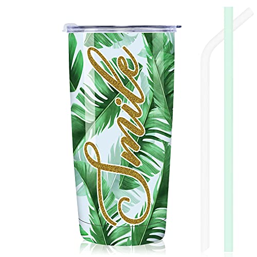 NymphFable 20oz Hojas de Banana Taza Termo Cafe Para Llevar Taza Termica Acero Inoxidable Taza Personalizada