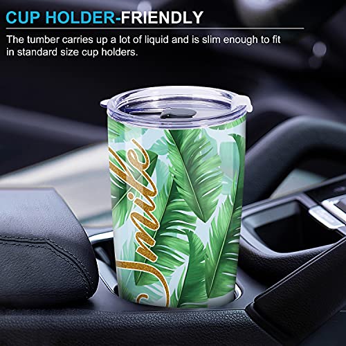 NymphFable 20oz Hojas de Banana Taza Termo Cafe Para Llevar Taza Termica Acero Inoxidable Taza Personalizada