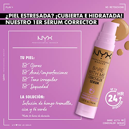 NYX Professional Makeup Bare With Me Serum Corrector, Natural, Cobertura Media, Vainilla, 9,6ml