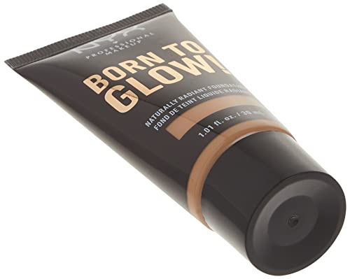 NYX Professional Makeup Base de Maquillaje Born to Glow Radiant Foundation, Acabado Radiante, Cobertura Media Modulable, Fórmula Vegana, Tono: Natural