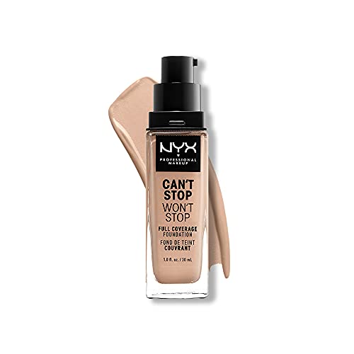 NYX Professional Makeup Base de maquillaje Can't Stop Won't Stop Full Coverage Foundation, Larga duración, Waterproof, Fórmula vegana, Acabado mate, Tono: Light