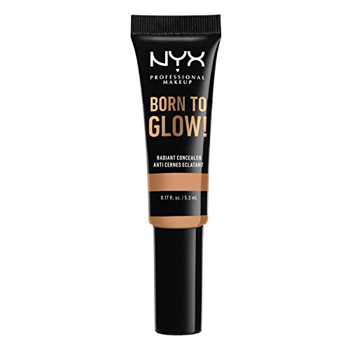 NYX Professional Makeup Corrector de Maquillaje Born to Glow Radiant Concealer, Reduce las Ojeras, Resalta e ilumina tu Mirada, Fórmula Vegana, Tono: Neutral Buff