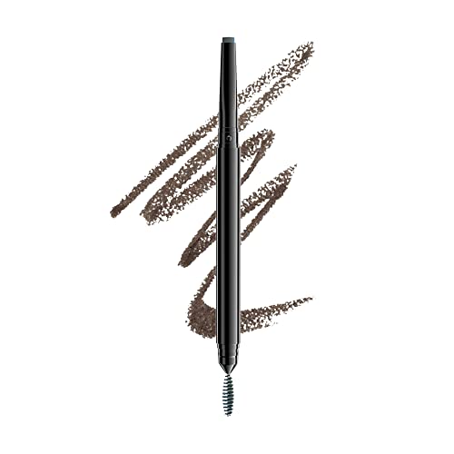 NYX Professional Makeup Lápiz de cejas Precision Brow Pencil, Dos lados: lápiz de cejas y cepillo espiral, Fórmula vegana, Tono: Charcoal