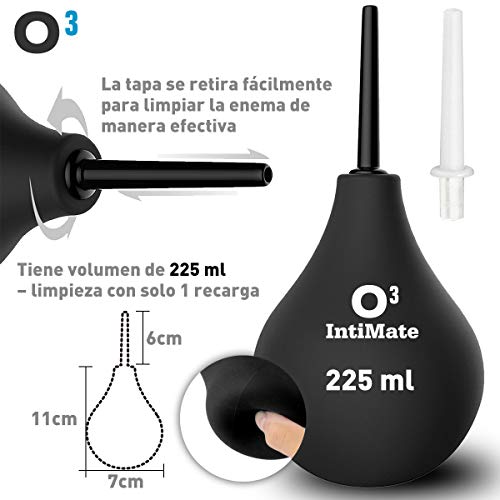 O³ Pera Lavativa 225 ml - Enema Bulbo De Silicona Medica – Con 2 Canulas y Bolsa De Transporte – Pera Lavativa Para Limpieza De Colon – Enema Kit Contra Estreñimiento
